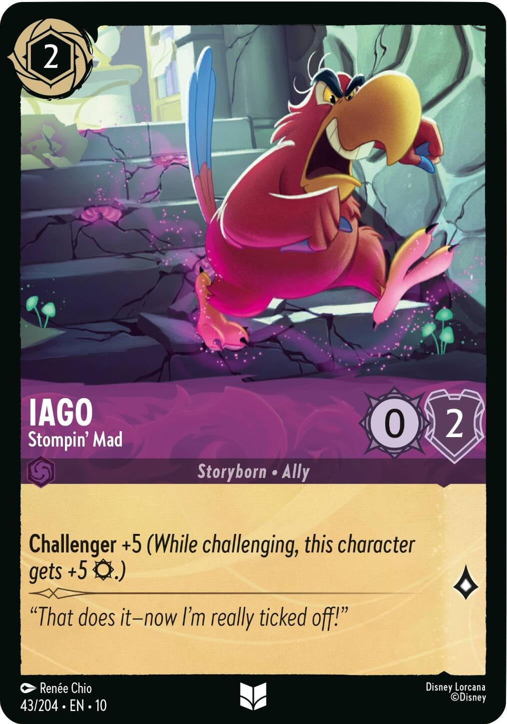Image for Iago - Stompin' Mad (43/204) (Whispers in the Well) (10) - Disney Lorcana