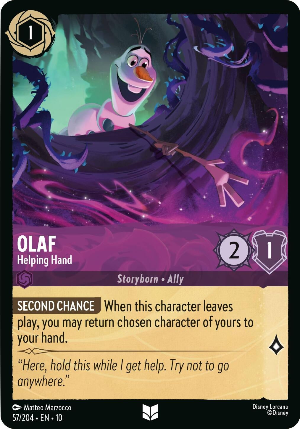 Image for Olaf - Helping Hand (57/204) (Whispers in the Well) (10) - Disney Lorcana