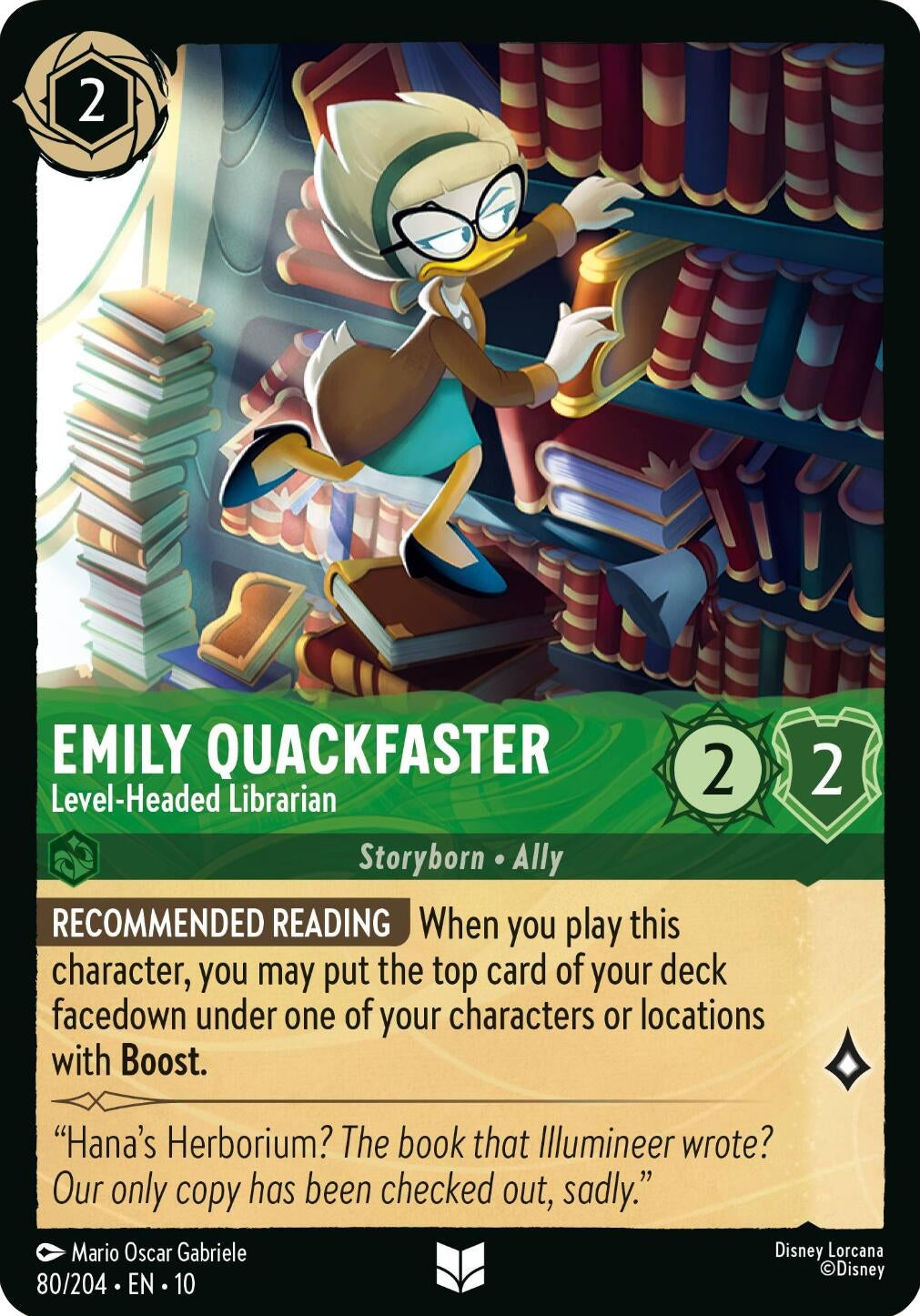 Image for Emily Quackfaster - Level-Headed Librarian (80/204) (Whispers in the Well) (10) - Disney Lorcana