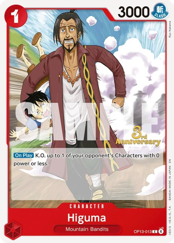 Image for Higuma (OP13-013) (Carrying On His Will: 3rd Anniversary Tournament Cards) (OP13 ANN) - One Piece Card Game