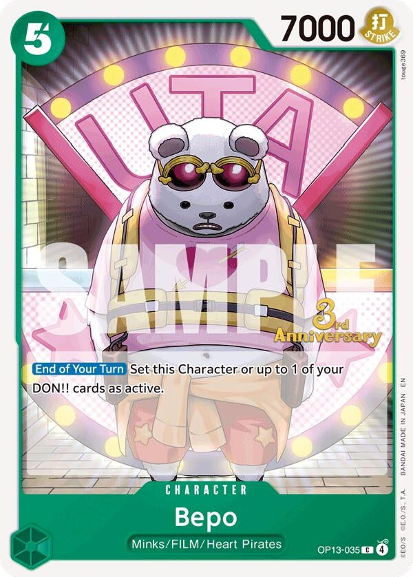 Image for Bepo (OP13-035) (Carrying On His Will: 3rd Anniversary Tournament Cards) (OP13 ANN) - One Piece Card Game