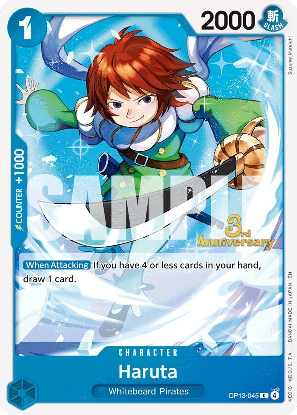 Image for Haruta (OP13-045) (Carrying On His Will: 3rd Anniversary Tournament Cards) (OP13 ANN) - One Piece Card Game