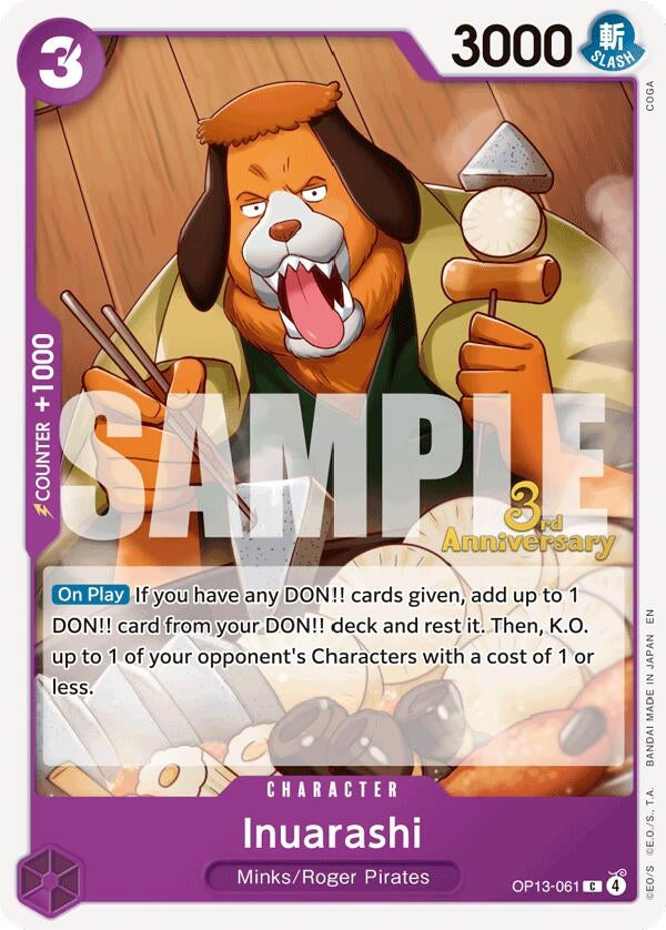 Image for Inuarashi (OP13-061) (Carrying On His Will: 3rd Anniversary Tournament Cards) (OP13 ANN) - One Piece Card Game