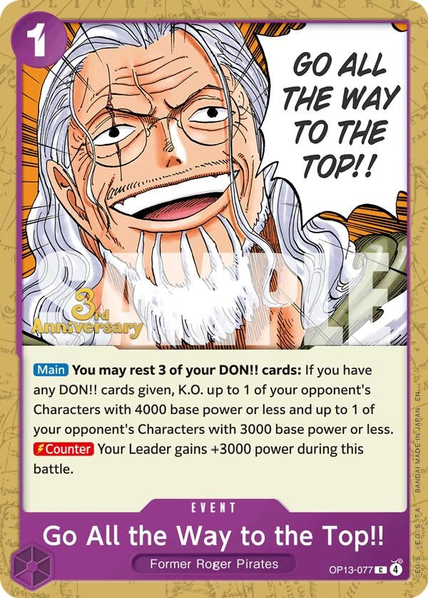 Image for Go All the Way to the Top!! (OP13-077) (Carrying On His Will: 3rd Anniversary Tournament Cards) (OP13 ANN) - One Piece Card Game
