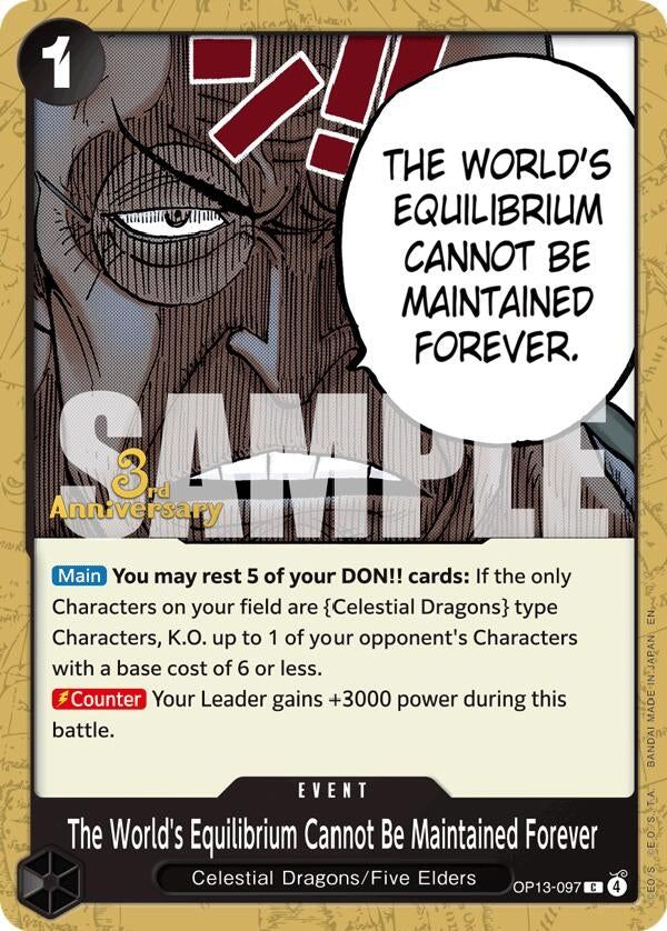 Image for The World's Equilibrium Cannot Be Maintained Forever (OP13-097) (Carrying On His Will: 3rd Anniversary Tournament Cards) (OP13 ANN) - One Piece Card Game
