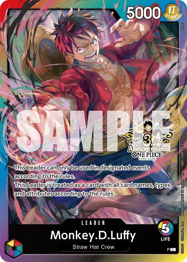 Image for Monkey.D.Luffy (3rd Anniversary Tournament 3 Brothers Pack) (Carrying On His Will: 3rd Anniversary Tournament Cards) (OP13 ANN) - One Piece Card Game