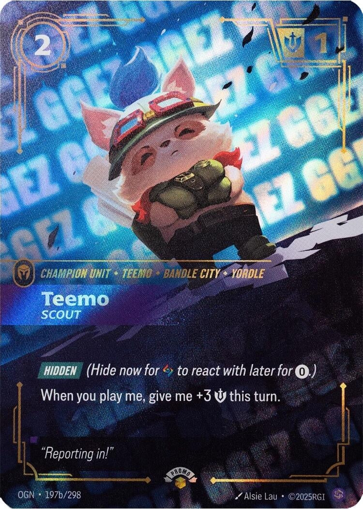 Image for Teemo - Scout (GG EZ) (197b/298) (Riftbound Organized Play Promotional Cards) (OPP) - Riftbound: League of Legends Trading Card Game