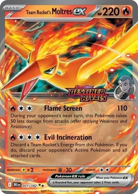 Image for Team Rocket's Moltres ex - 31/182 (Destined Rivals Stamp) (031/182) (Miscellaneous Cards & Products) (MCAP) - Pokemon