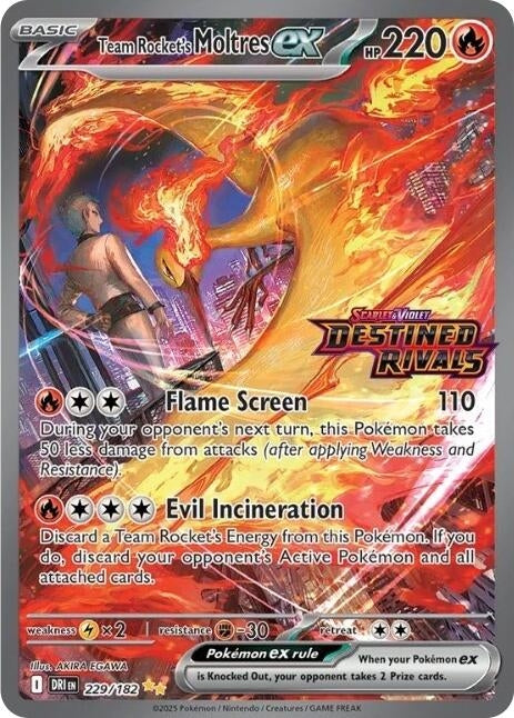 Image for Team Rocket's Moltres ex - 229/182 (Destined Rivals Stamp) (229/182) (Miscellaneous Cards & Products) (MCAP) - Pokemon