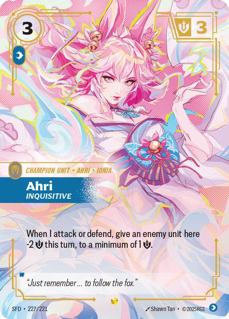 Image for Ahri - Inquisitive (Overnumbered) (227/221) (Spiritforged) (SFD) - Riftbound: League of Legends Trading Card Game