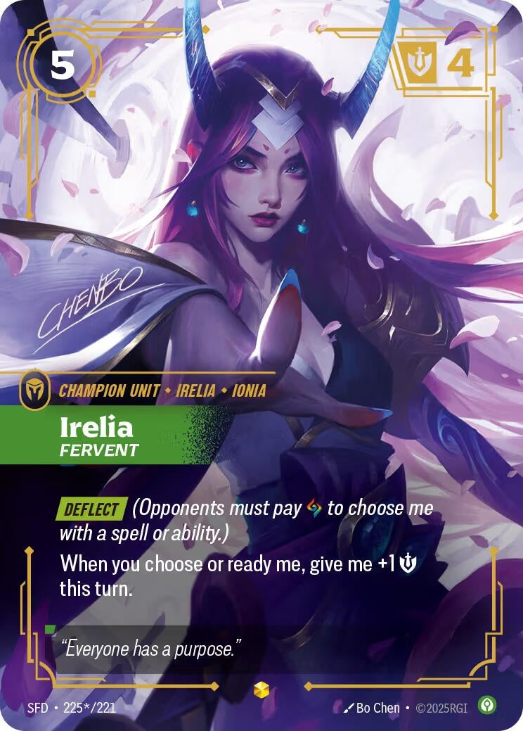Image for Irelia - Fervent (Signature) (225*/221) (Spiritforged) (SFD) - Riftbound: League of Legends Trading Card Game