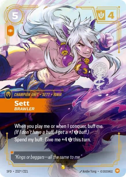 Image for Sett - Brawler (Signature) (232*/221) (Spiritforged) (SFD) - Riftbound: League of Legends Trading Card Game