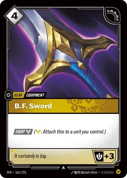 Image for B.F. Sword (161/221) (Spiritforged) (SFD) - Riftbound: League of Legends Trading Card Game