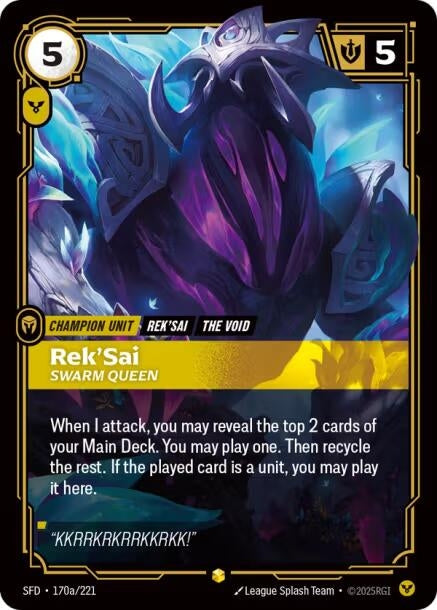 Image for Rek'Sai - Swarm Queen (Alternate Art) (170a/221) (Spiritforged) (SFD) - Riftbound: League of Legends Trading Card Game