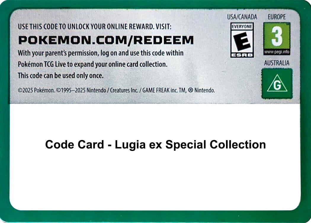 Image for Code Card - Lugia ex Special Collection (Miscellaneous Cards & Products) (MCAP) - Pokemon