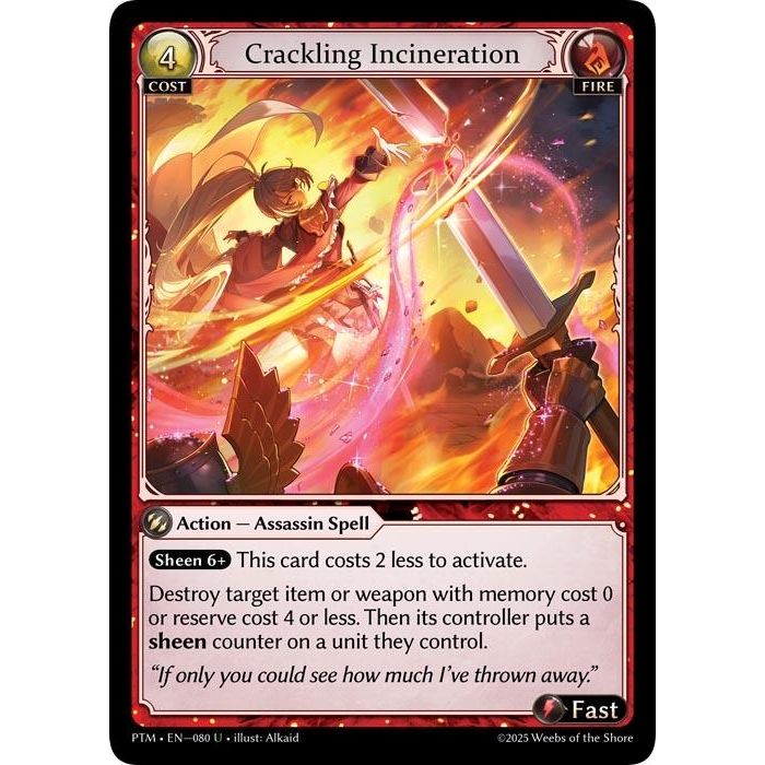 Image for Crackling Incineration (Curio Foil) (080) (Phantom Monarchs) - Grand Archive TCG