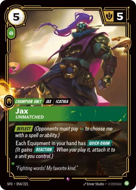 Image for Jax - Unmatched (054/221) (Spiritforged) (SFD) - Riftbound: League of Legends Trading Card Game