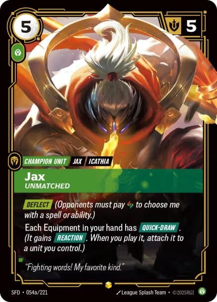 Image for Jax - Unmatched (Alternate Art) (054a/221) (Spiritforged) (SFD) - Riftbound: League of Legends Trading Card Game