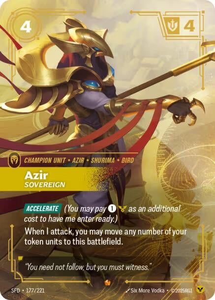 Image for Azir - Sovereign (177/221) (Spiritforged) (SFD) - Riftbound: League of Legends Trading Card Game