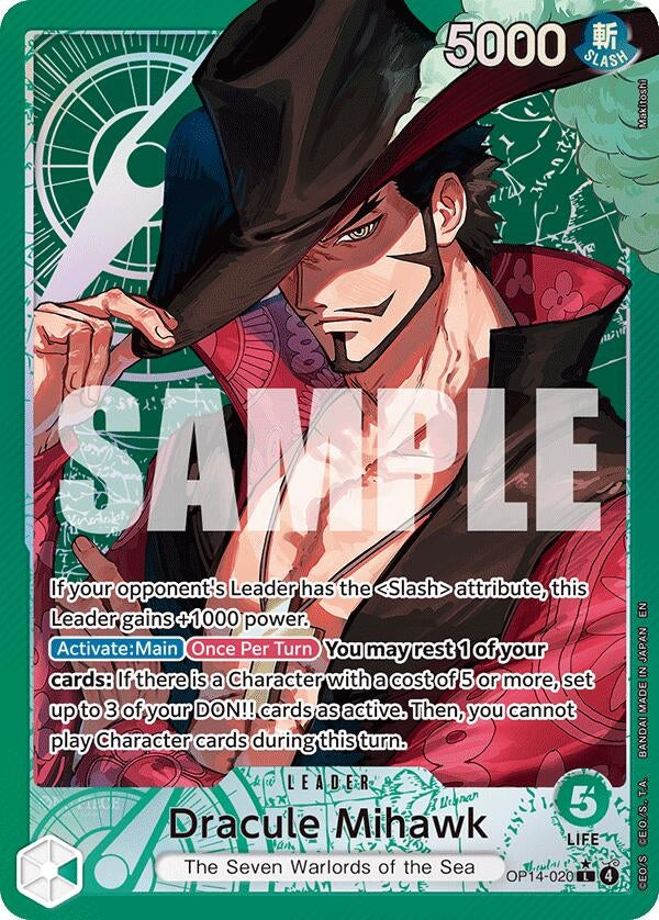 Image for Dracule Mihawk - OP14-020 (Alternate Art) (OP14-020) (The Azure Sea's Seven) (OP14) - One Piece Card Game