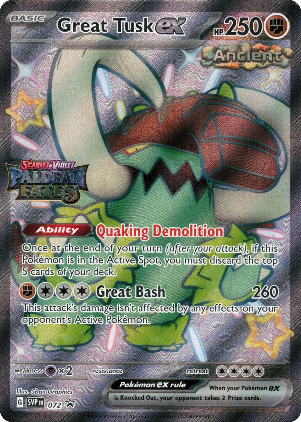 Image for Great Tusk ex - 072 (Paldean Fates Stamped) (072) (Miscellaneous Cards & Products) (MCAP) - Pokemon