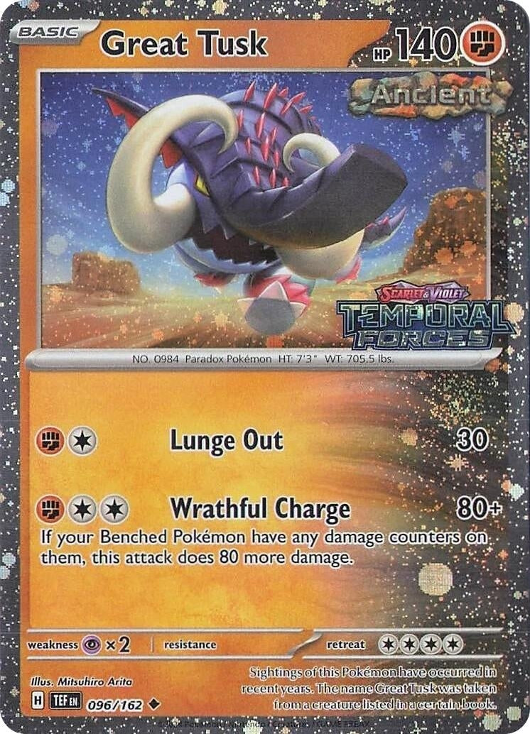 Image for Great Tusk - 096/162 (Temporal Forces Stamped) (096/162) (Miscellaneous Cards & Products) (MCAP) - Pokemon