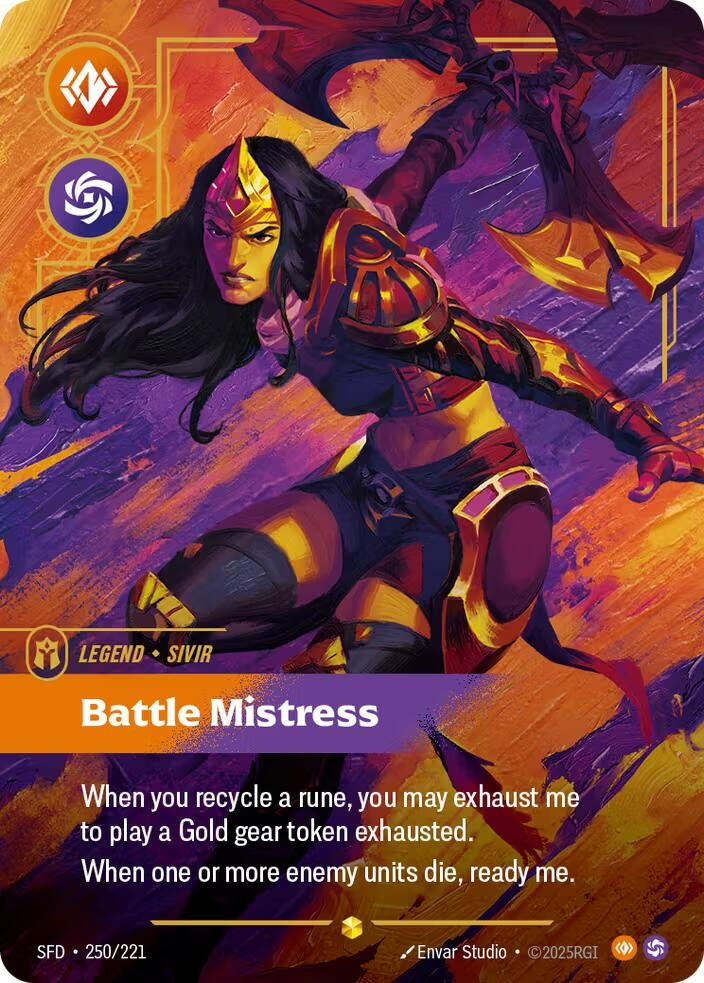 Image for Sivir - Battle Mistress (Overnumbered) (250/221) (Spiritforged) (SFD) - Riftbound: League of Legends Trading Card Game