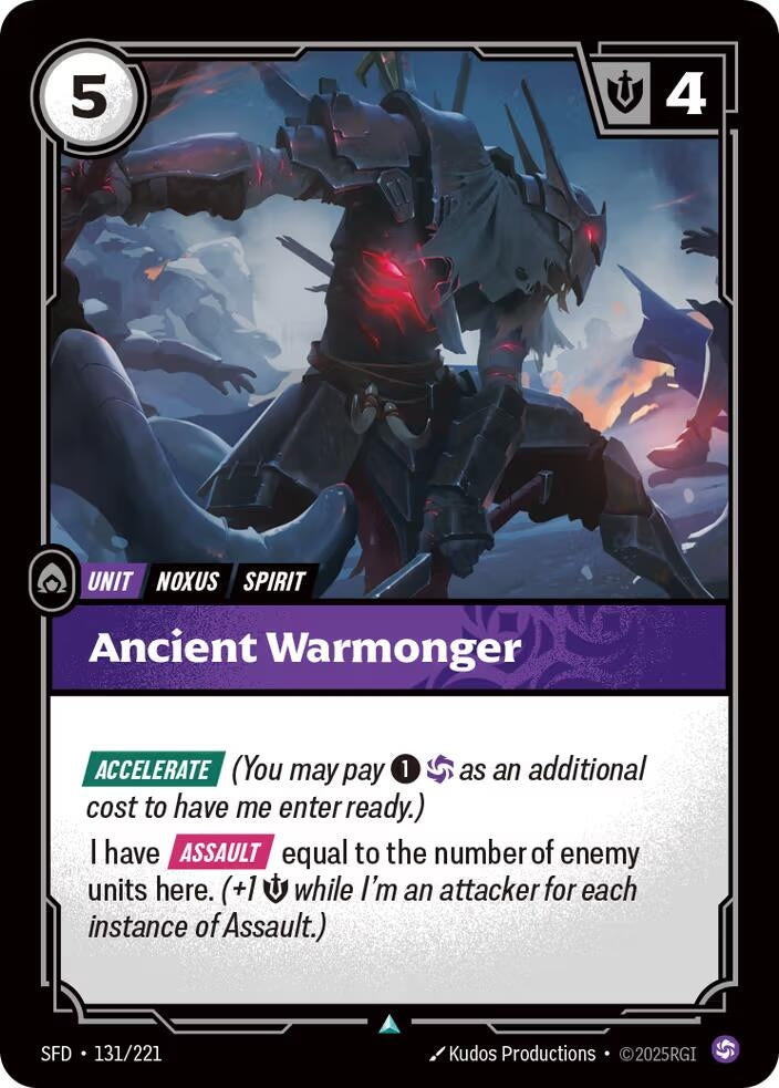 Image for Ancient Warmonger (131/221) (Spiritforged) (SFD) - Riftbound: League of Legends Trading Card Game