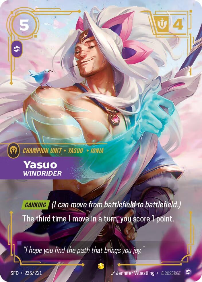 Image for Yasuo - Windrider (Overnumbered) (235/221) (Spiritforged) (SFD) - Riftbound: League of Legends Trading Card Game