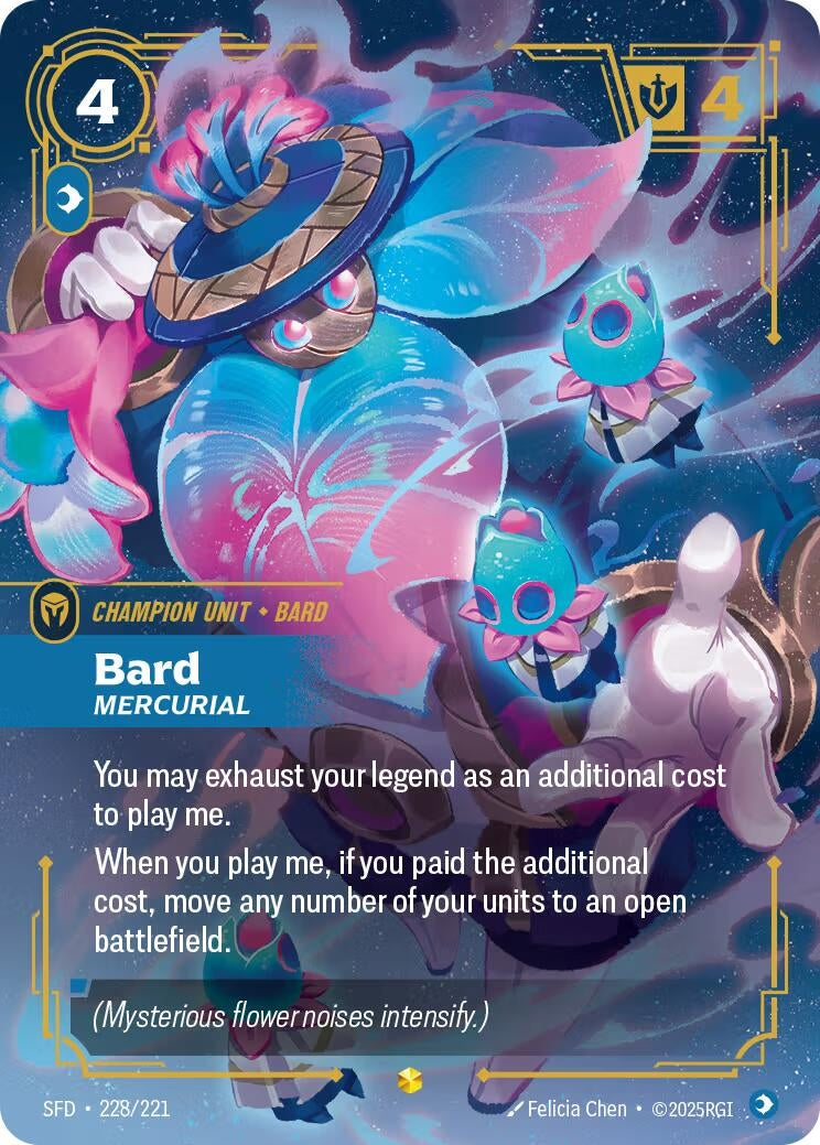Image for Bard - Mercurial (Overnumbered) (228/221) (Spiritforged) (SFD) - Riftbound: League of Legends Trading Card Game