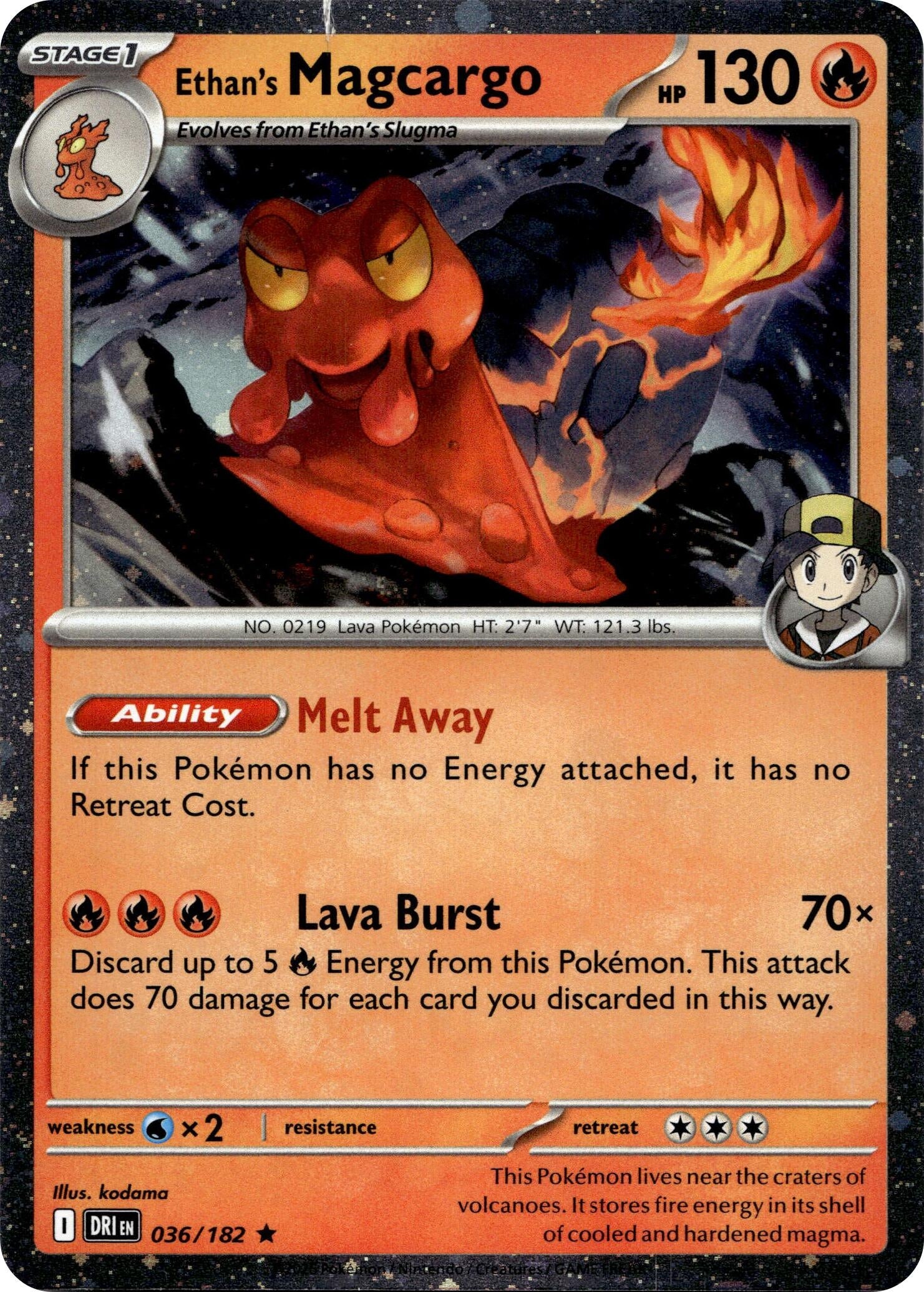 Image for Ethan's Magcargo - 036/182 (Cosmo Holo) (036/182) (Miscellaneous Cards & Products) (MCAP) - Pokemon