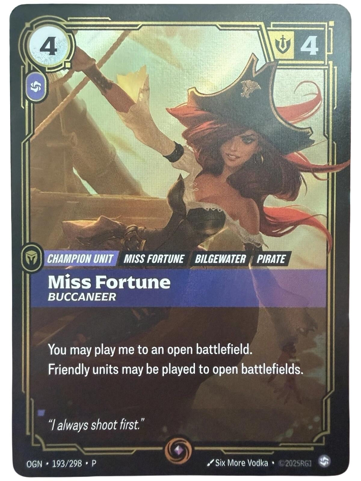 Image for Miss Fortune - Buccaneer (193/298) (Riftbound Organized Play Promotional Cards) (OPP) - Riftbound: League of Legends Trading Card Game
