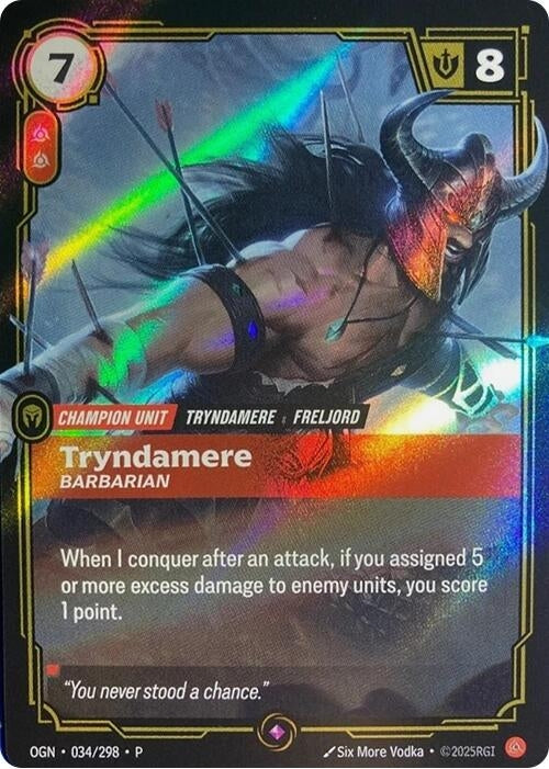 Image for Tryndamere - Barbarian (034/298) (Riftbound Organized Play Promotional Cards) (OPP) - Riftbound: League of Legends Trading Card Game