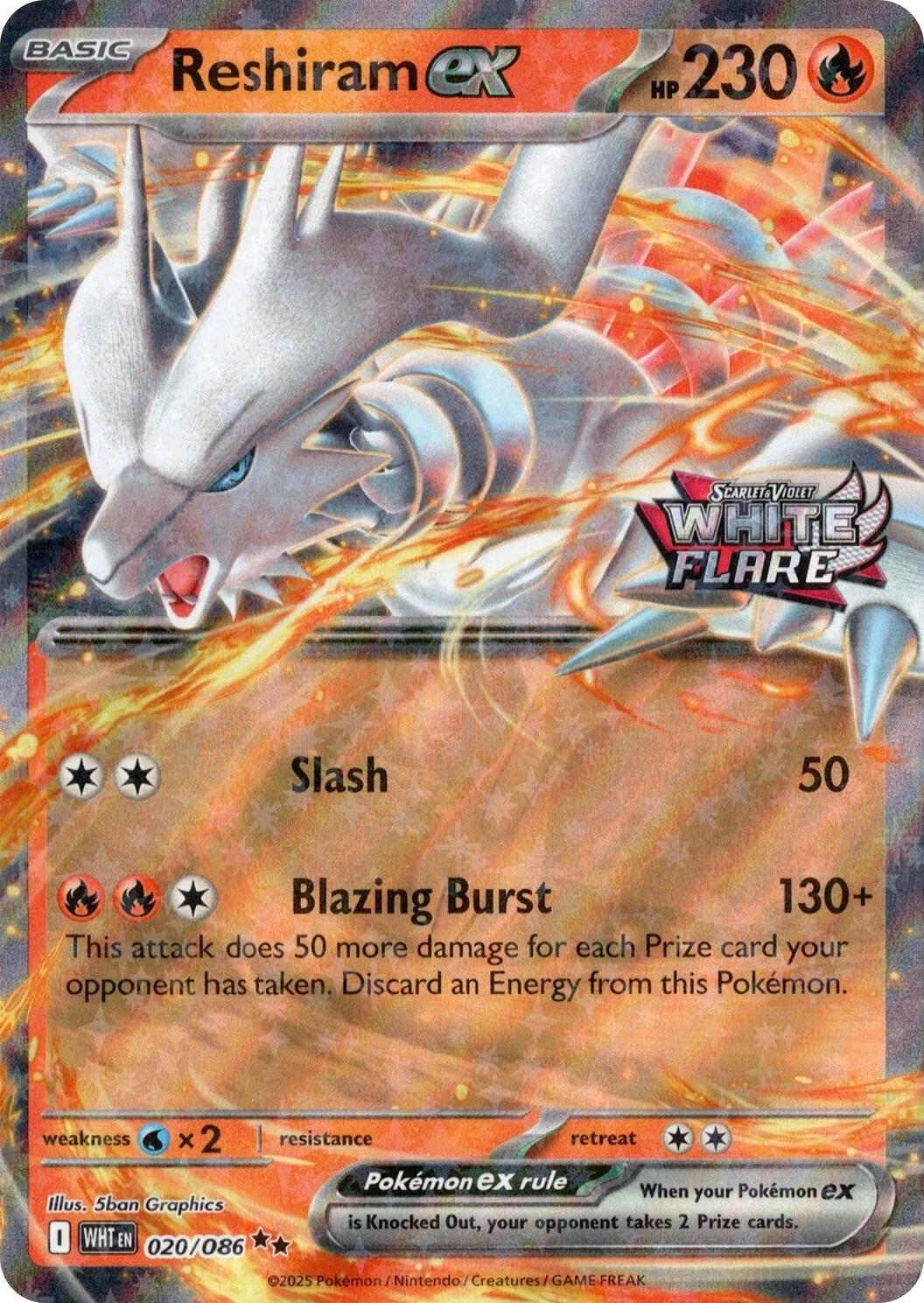 Image for Reshiram ex (White Flare Stamped) (020/086) (Miscellaneous Cards & Products) (MCAP) - Pokemon