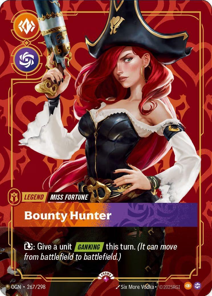 Image for Miss Fortune - Bounty Hunter (Metal) (Best Of) (267/298) (Riftbound Organized Play Promotional Cards) (OPP) - Riftbound: League of Legends Trading Card Game