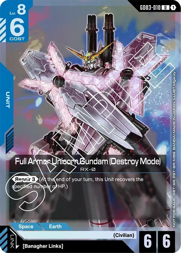Image for Full Armor Unicorn Gundam (Destroy Mode) (Store Tournament Participant Pack 03) (GD03-010) (Gundam Promotional Cards) (GCG-PR) - Gundam Card Game