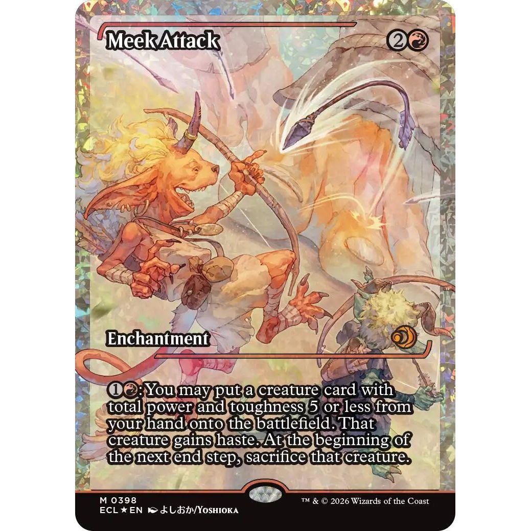 Image for Meek Attack (0398) (Showcase) (Fracture Foil) (398) (Lorwyn Eclipsed) - Magic: The Gathering