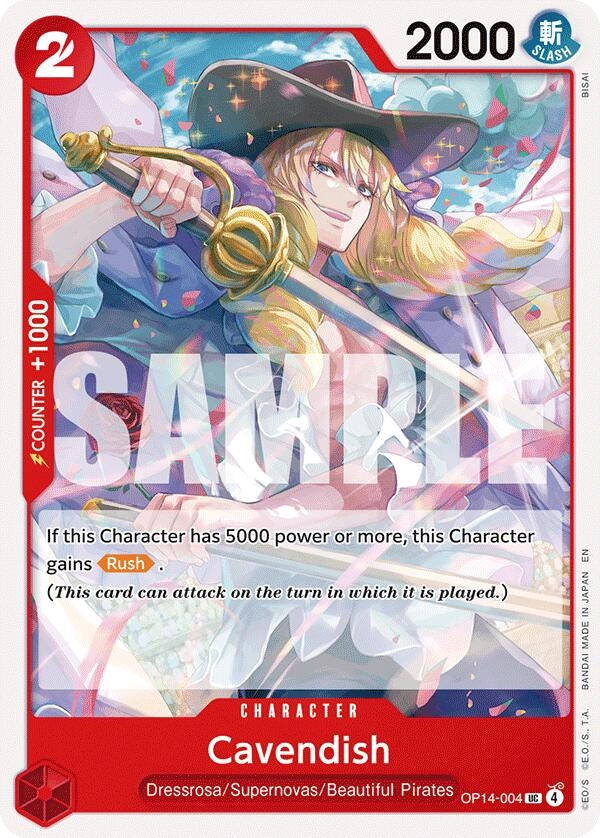 Image for Cavendish (OP14-004) (The Azure Sea's Seven) (OP14) - One Piece Card Game