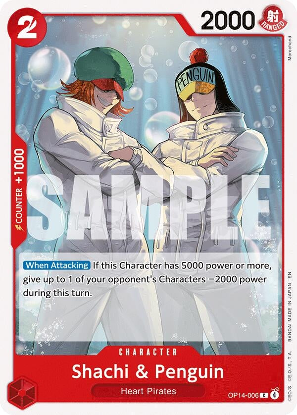 Image for Shachi & Penguin (OP14-006) (The Azure Sea's Seven) (OP14) - One Piece Card Game