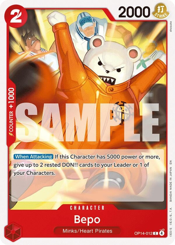 Image for Bepo (OP14-012) (The Azure Sea's Seven) (OP14) - One Piece Card Game