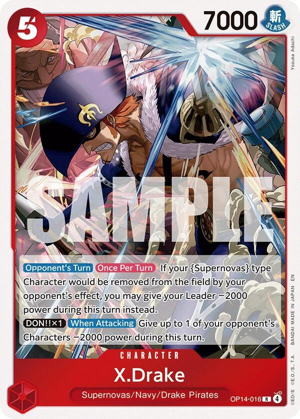 Image for X.Drake (OP14-016) (The Azure Sea's Seven) (OP14) - One Piece Card Game