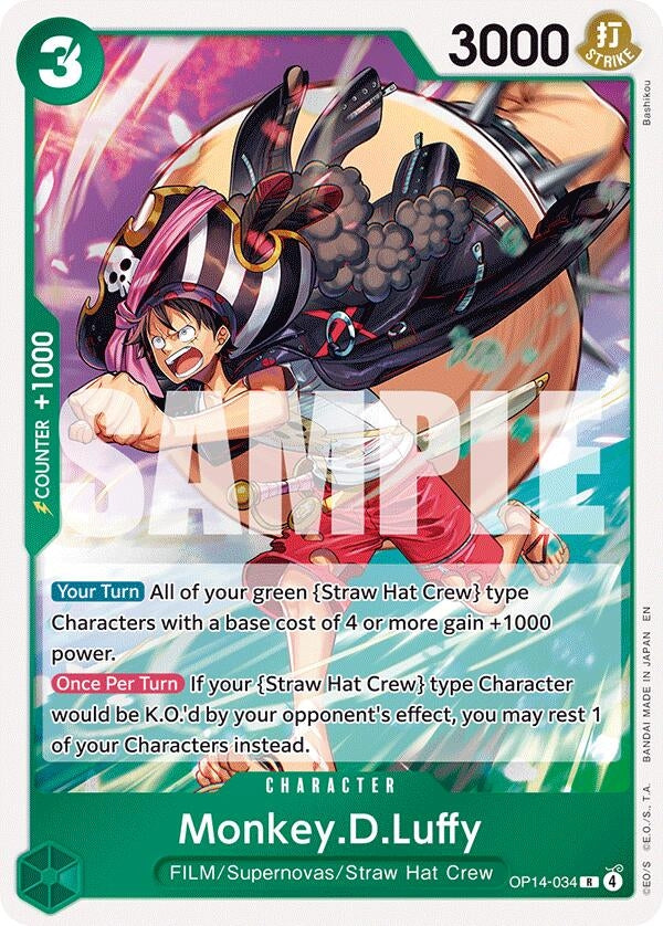 Image for Monkey.D.Luffy - OP14-34 (OP14-034) (The Azure Sea's Seven) (OP14) - One Piece Card Game