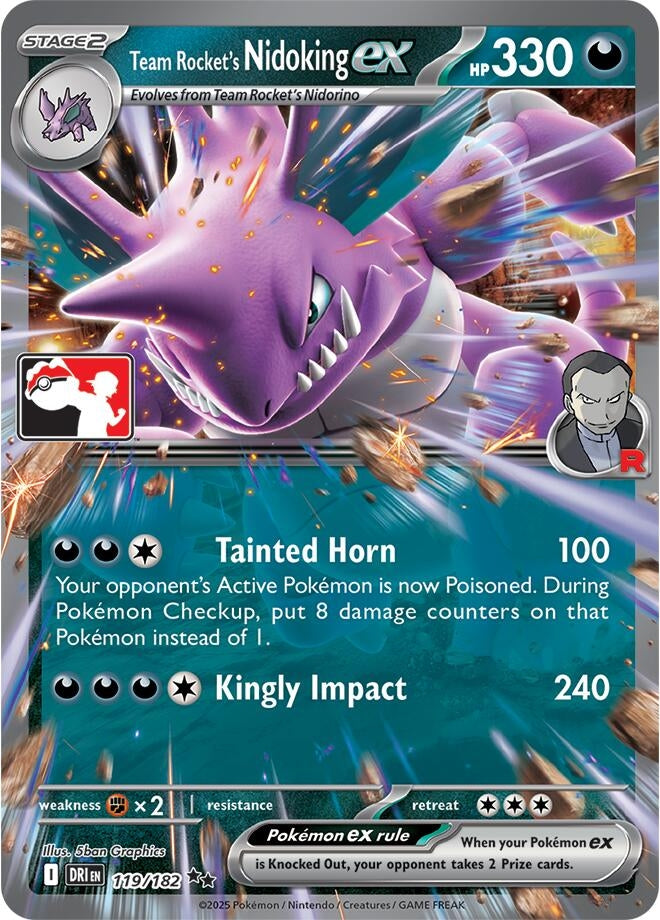Image for Team Rocket's Nidoking ex (119/182) (Prize Pack Series Cards) - Pokemon