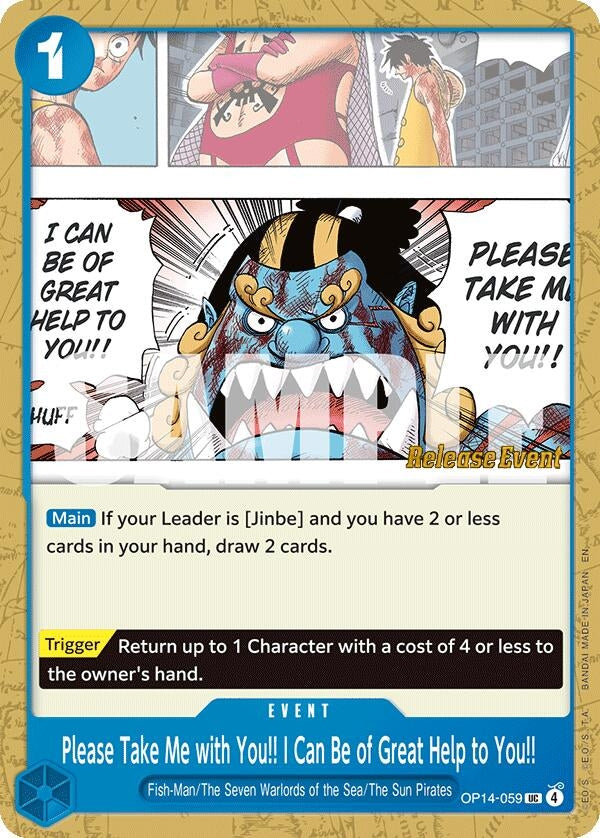 Image for Please Take Me with You!! I Can Be of Great Help to You!! (OP14-059) (The Azure Sea's Seven Release Event Cards) (OP14 RE) - One Piece Card Game