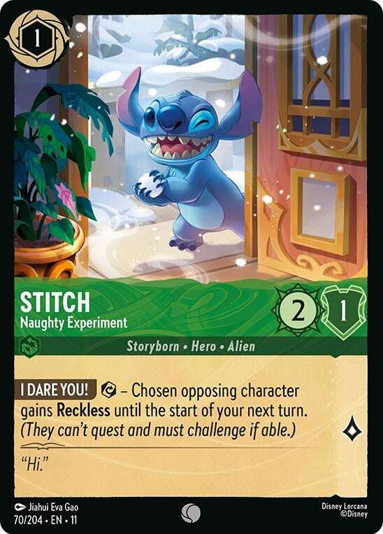 Image for Stitch - Naughty Experiment (70/204) (Winterspell) (11) - Disney Lorcana