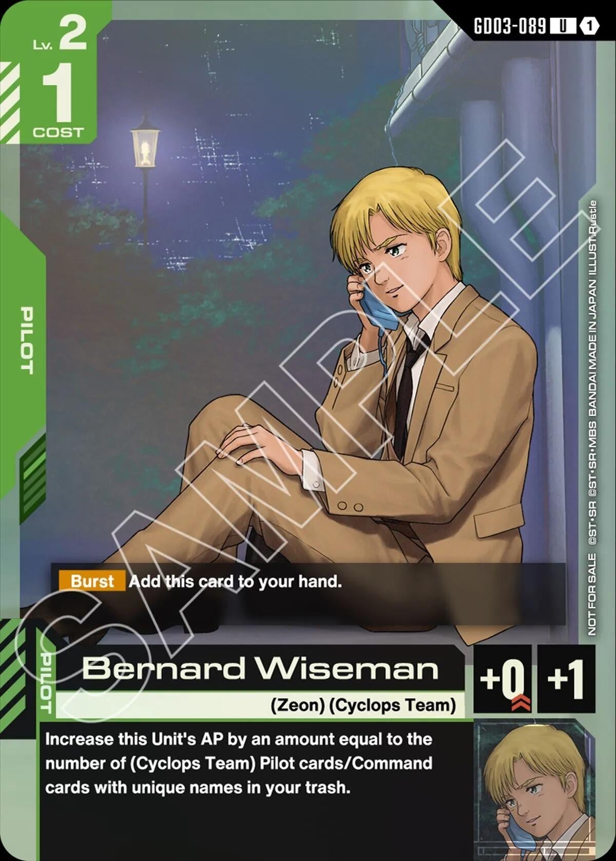 Image for Bernard Wiseman (GD03 Release Event) (GD03-089) (Gundam Promotional Cards) (GCG-PR) - Gundam Card Game