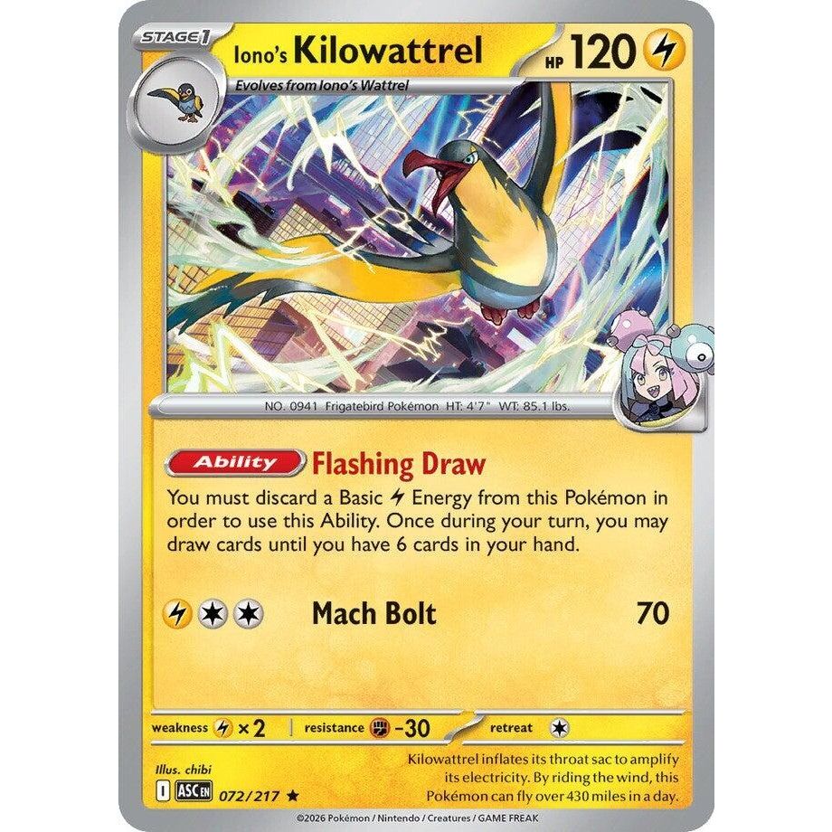 Image for Iono's Kilowattrel (072/217) (ME: Ascended Heroes) - Pokemon