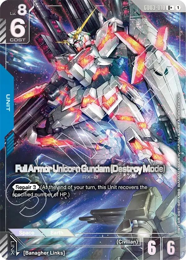 Image for Full Armor Unicorn Gundam (Destroy Mode) (U+) (GD03-010) (Steel Requiem) (GD03) - Gundam Card Game