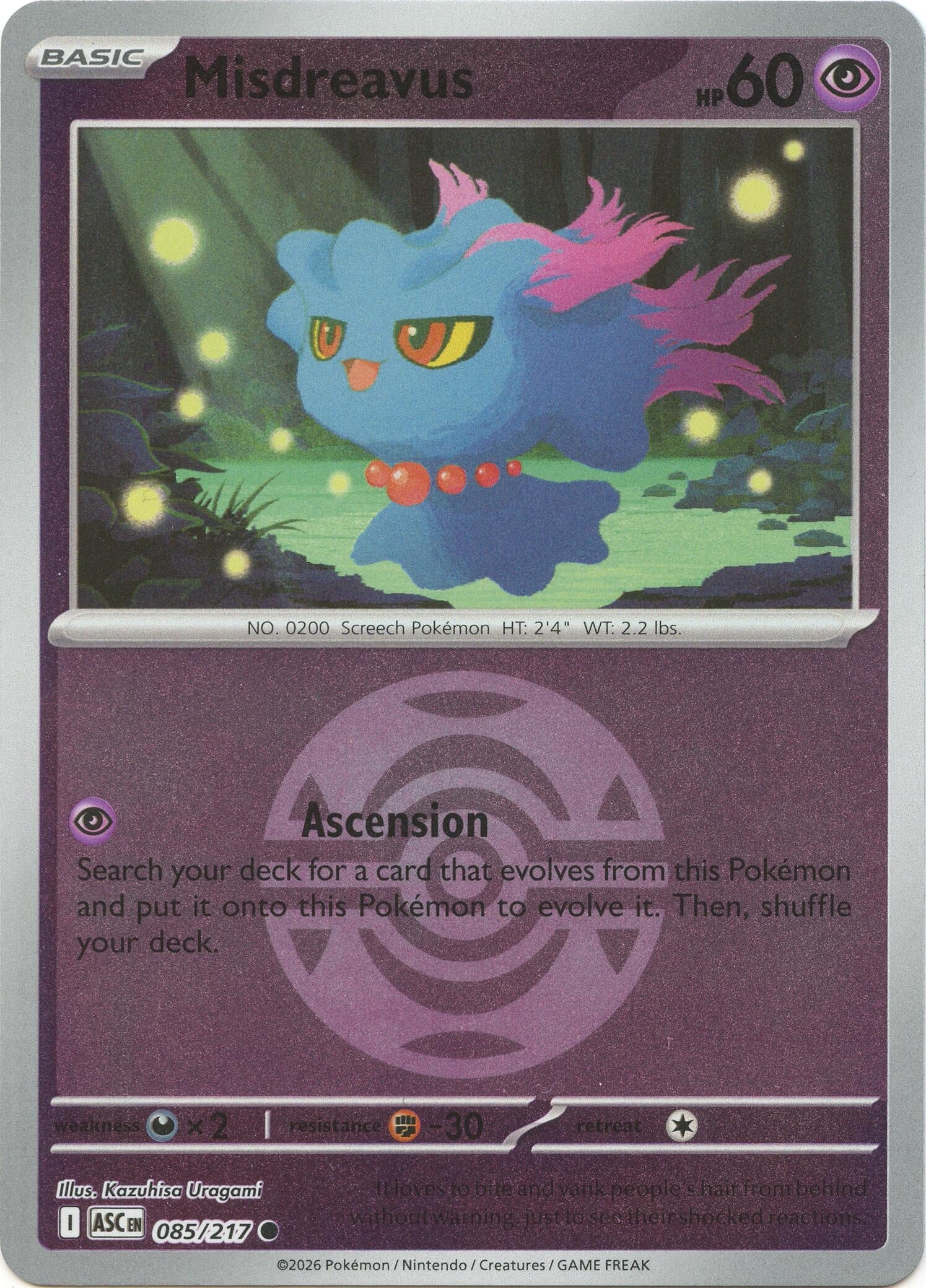 Image for Misdreavus - 085/217 (Dusk Ball) (085/217) (ME: Ascended Heroes) - Pokemon