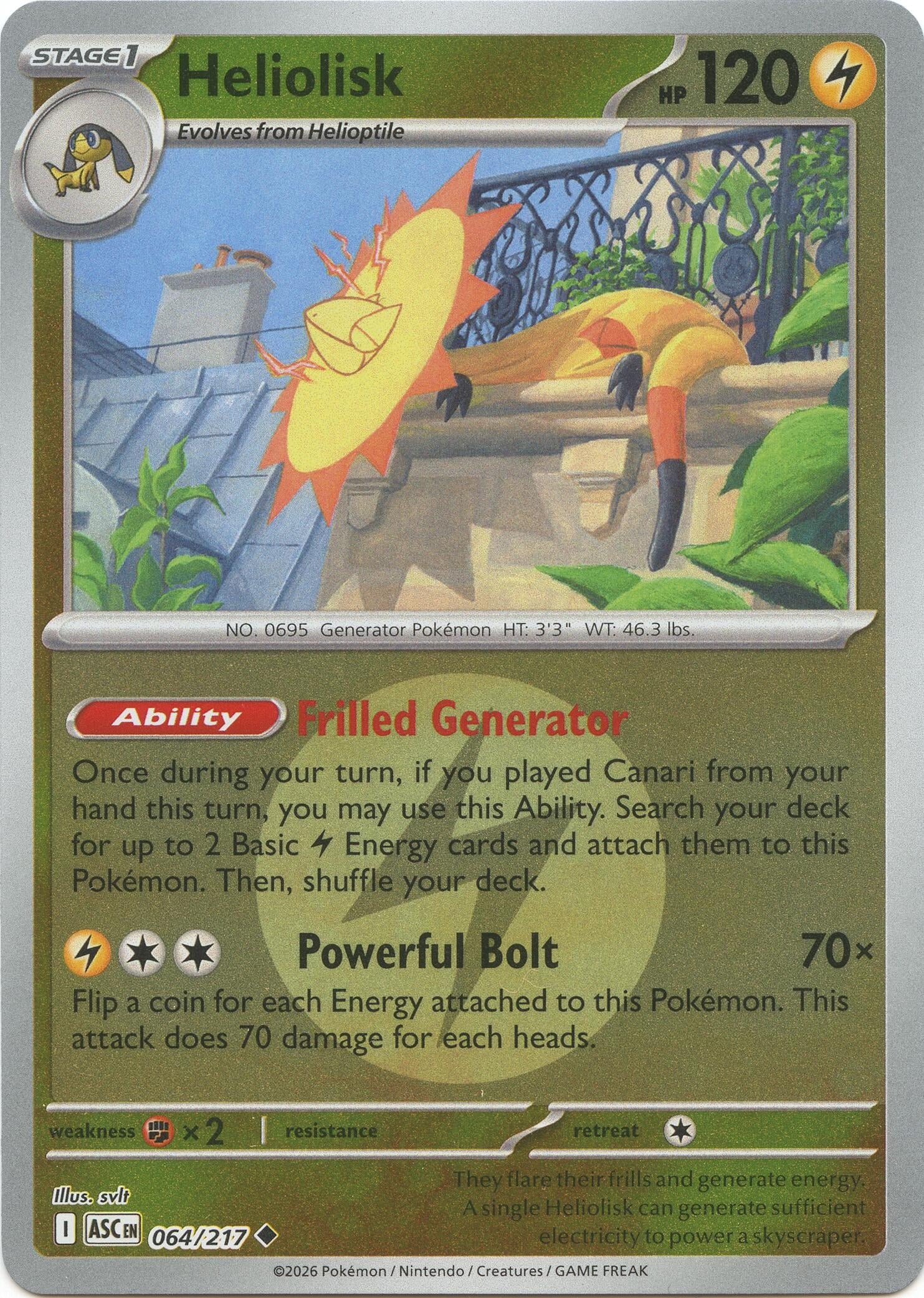 Image for Heliolisk - 064/217 (Energy Symbol Pattern) (064/217) (ME: Ascended Heroes) - Pokemon
